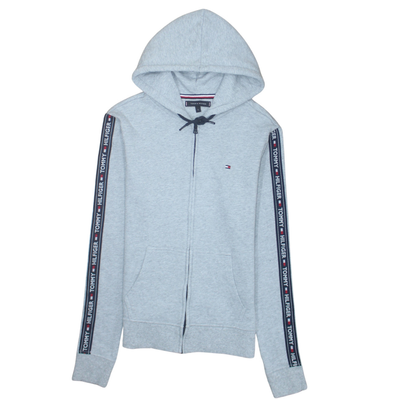 Tommy Hilfiger Men's Grey Full Zip Hoodie Size S Logo Sleeve Detail