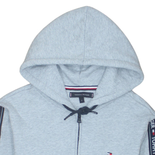Tommy Hilfiger Men's Grey Full Zip Hoodie Size S Logo Sleeve Detail