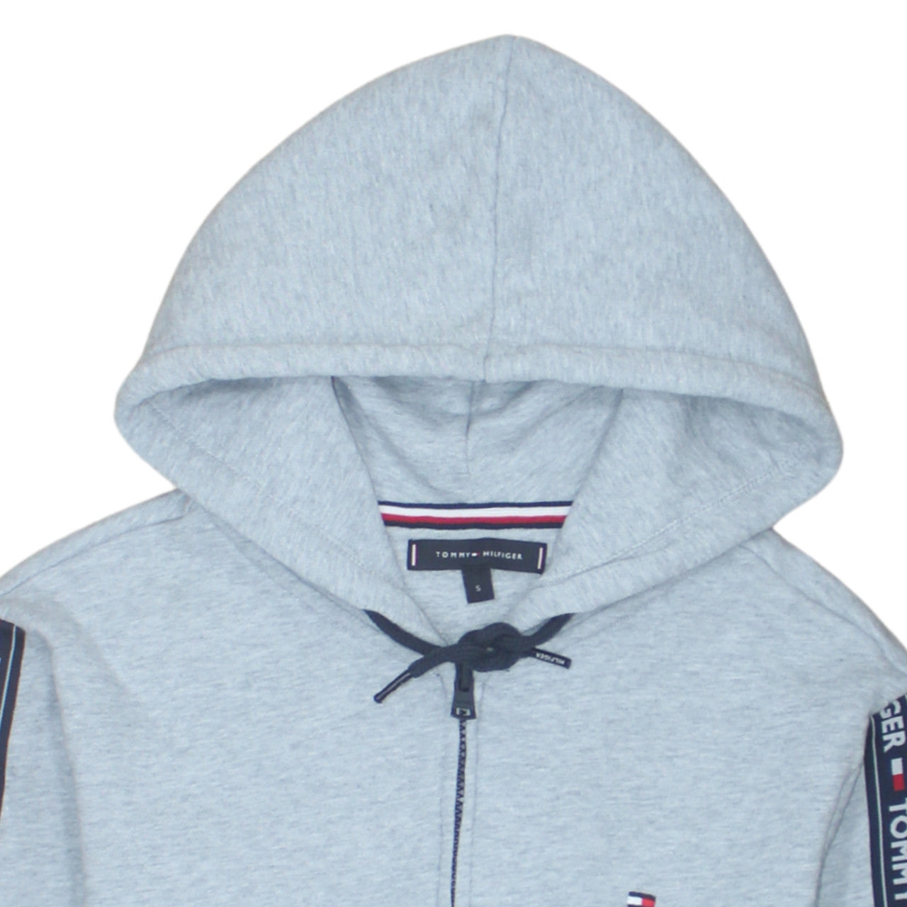 Tommy Hilfiger Men's Grey Full Zip Hoodie Size S Logo Sleeve Detail