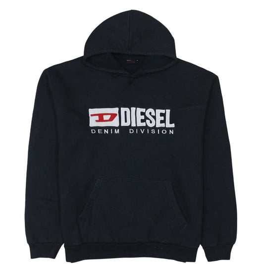 Diesel Men's Black XL Pullover Hoodie Embroidered Logo Fleece