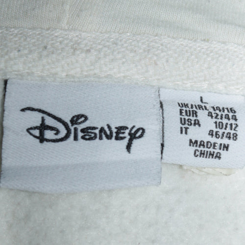 Disney Primark Cares Women Ivory Beige Hoodie L 14/16 Pullover Mickey Ears