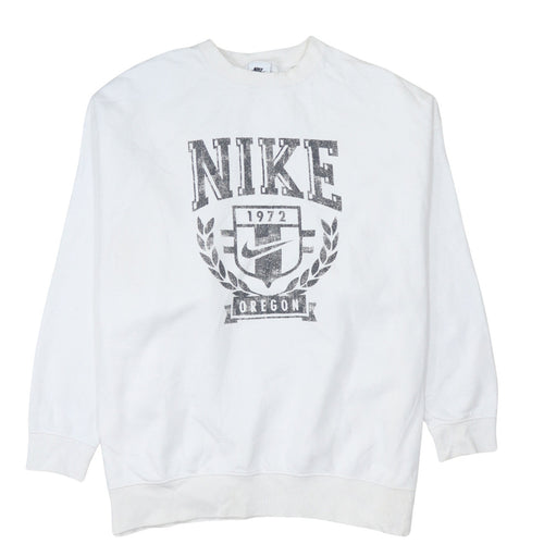Nike Women White Pullover Sweatshirt S Crew Neck Oregon Print