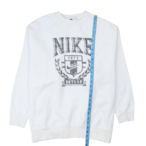 Nike Women White Pullover Sweatshirt S Crew Neck Oregon Print