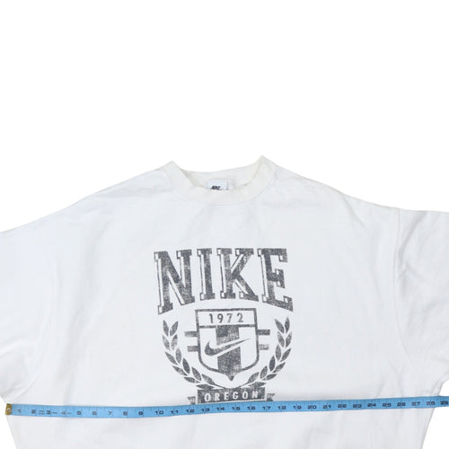 Nike Women White Pullover Sweatshirt S Crew Neck Oregon Print