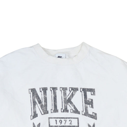 Nike Women White Pullover Sweatshirt S Crew Neck Oregon Print