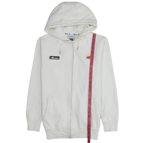 Ellesse Womens White Full Zip Hoodie UK 10 Cotton Blend Casual