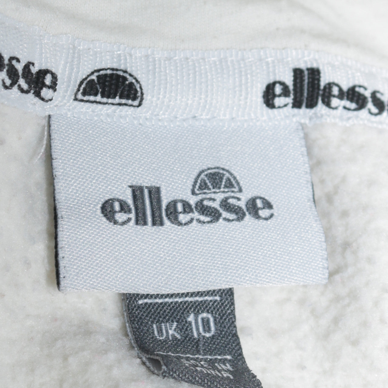 Ellesse Womens White Full Zip Hoodie UK 10 Cotton Blend Casual