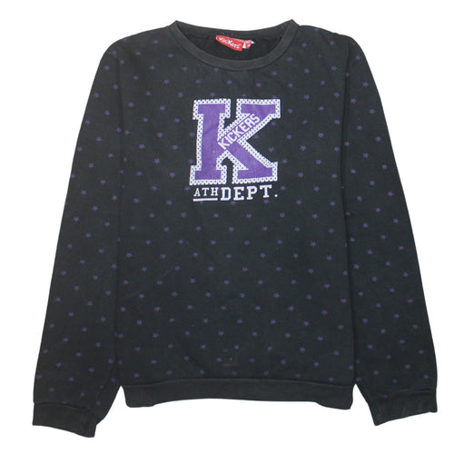 Kickers Womens Black Purple Star Print Pullover Sweatshirt Size 18