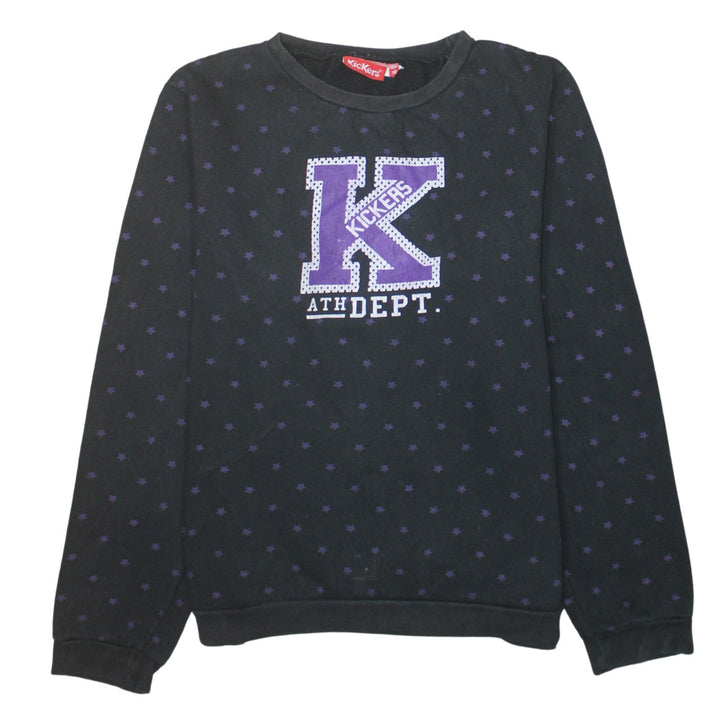 Kickers Womens Black Purple Star Print Pullover Sweatshirt Size 18