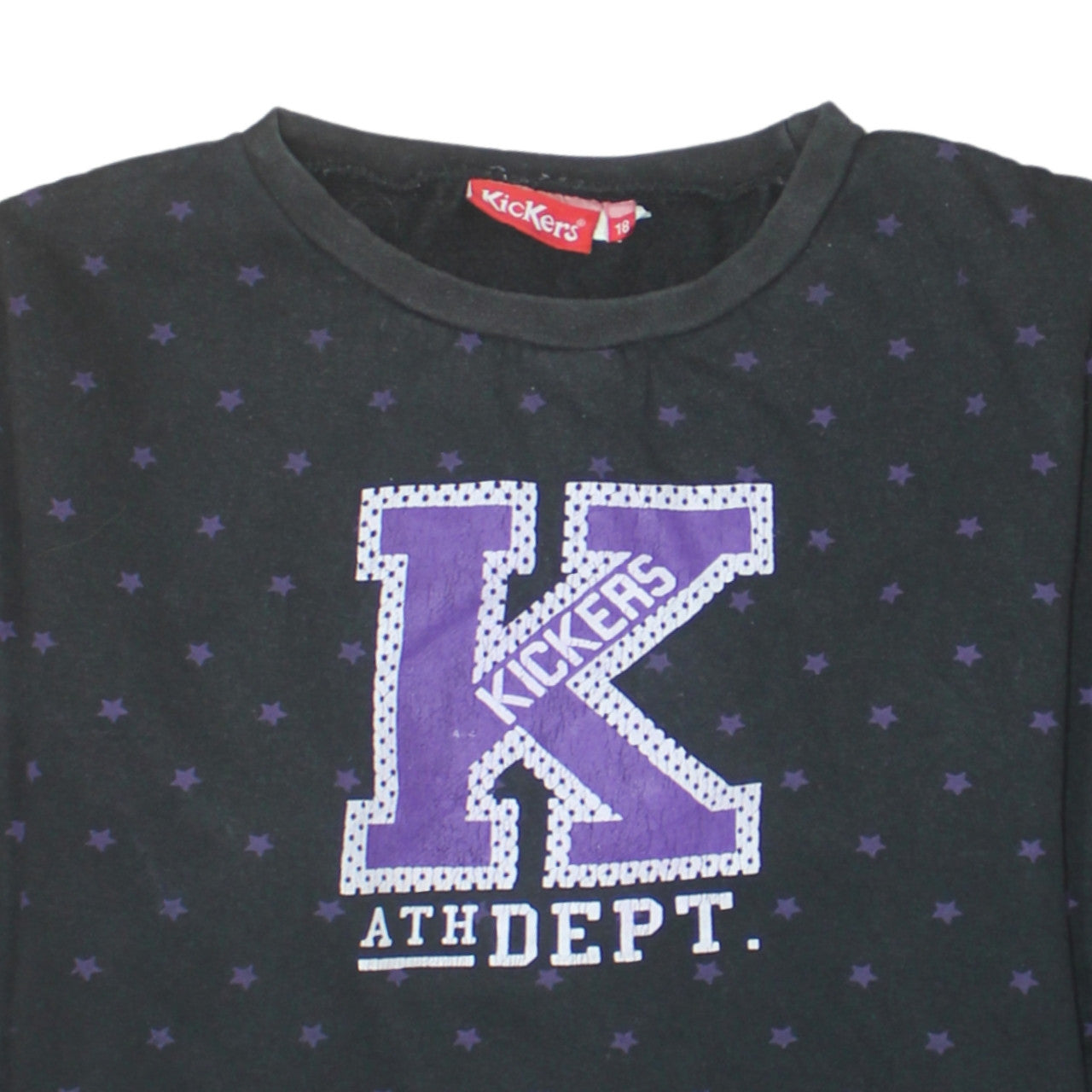 Kickers Womens Black Purple Star Print Pullover Sweatshirt Size 18