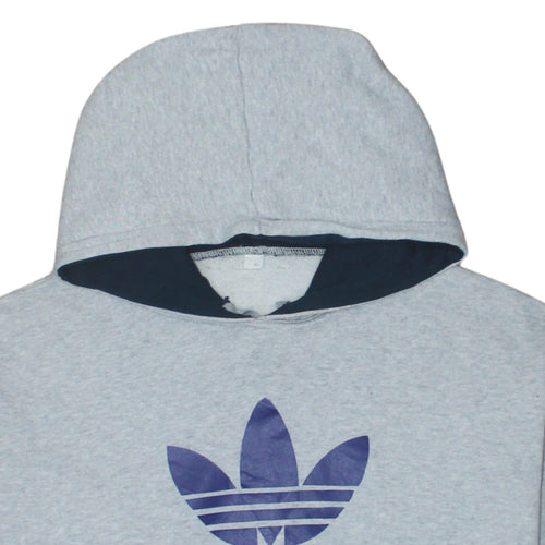 adidas Mens Grey XL Pullover Hoodie Trefoil Logo Fleece Sweatshirt