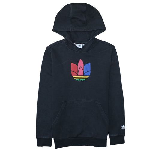 Adidas Boys Black Pullover Hoodie 14-15 Years Logo Print Sportswear