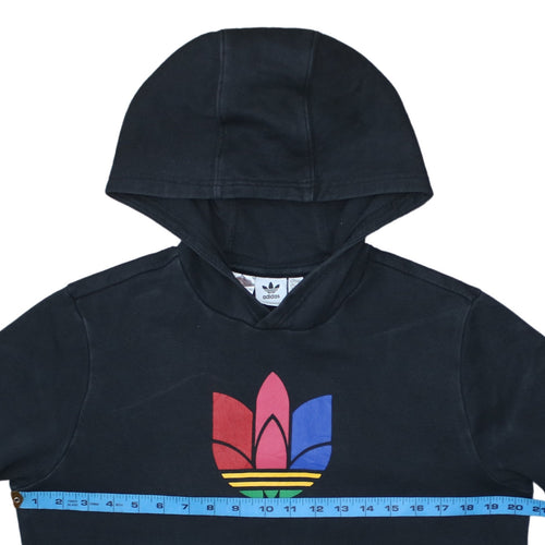 Adidas Boys Black Pullover Hoodie 14-15 Years Logo Print Sportswear