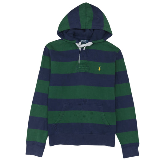 Polo Ralph Lauren Men's Green Blue Striped Hoodie M Pullover Cotton