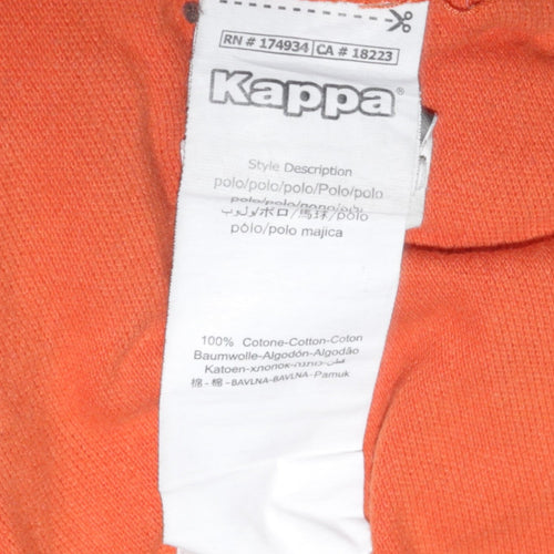 Kappa Men's Orange Cotton Polo Shirt Size L Short Sleeve