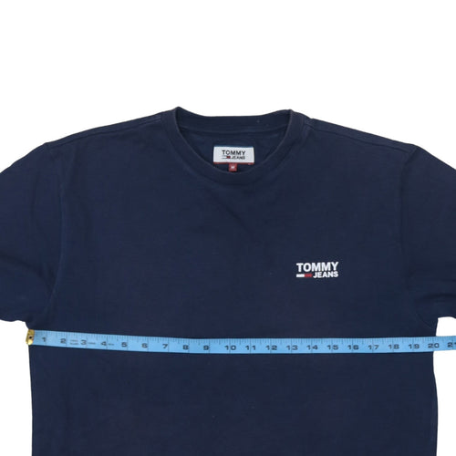 Tommy Jeans Men's Blue Crew Neck Regular Fit Cotton T-Shirt M