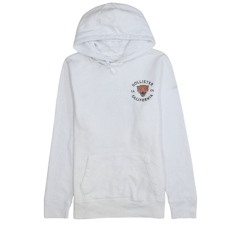 Hollister Men’s White Embroidered Tiger Pullover Hoodie XL
