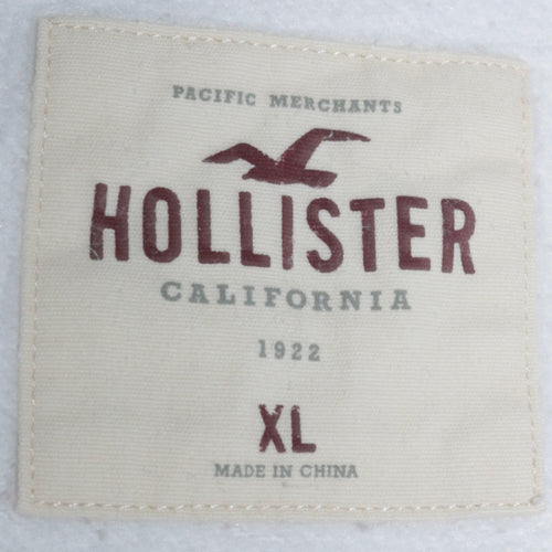 Hollister Men’s White Embroidered Tiger Pullover Hoodie XL