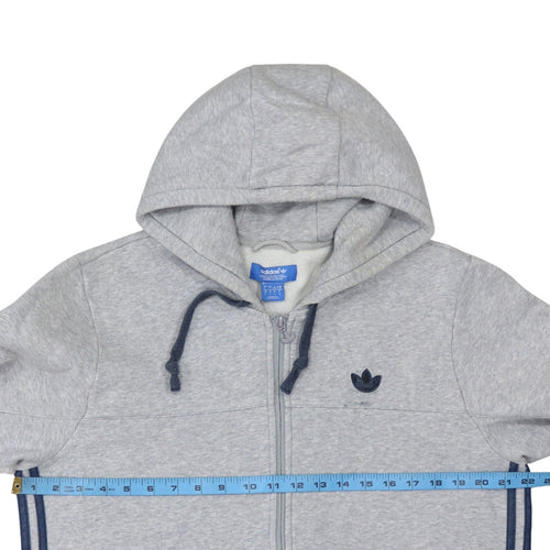 Adidas Men's Grey Full Zip Hoodie Size L Regular Fit Sportswear