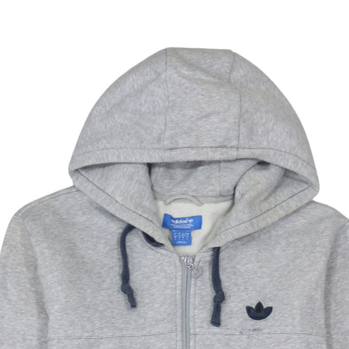 Adidas Men's Grey Full Zip Hoodie Size L Regular Fit Sportswear