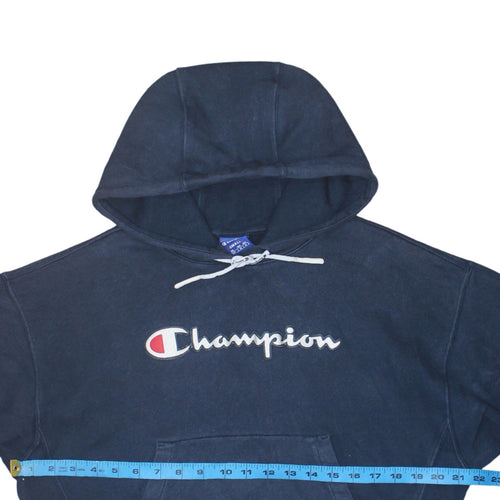Champion Womens Navy Small Pullover Hoodie 100% Cotton Logo Front