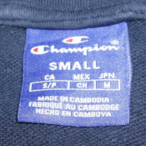 Champion Womens Navy Small Pullover Hoodie 100% Cotton Logo Front