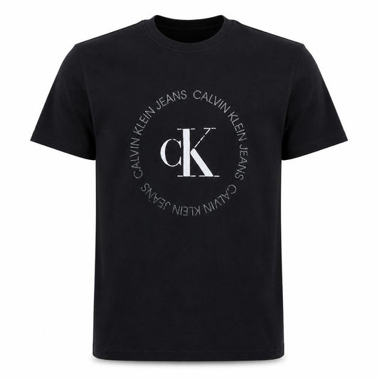 Front view of Calvin Klein Jeans Men’s Black Logo Cotton T-Shirt, size M