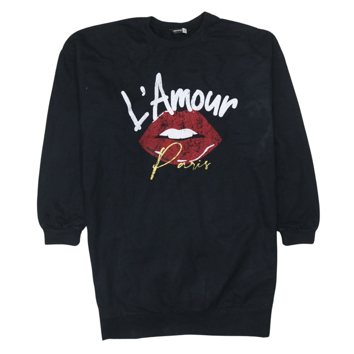 Pep & Co Women Black L'Amour Paris Pullover Sweatshirt L