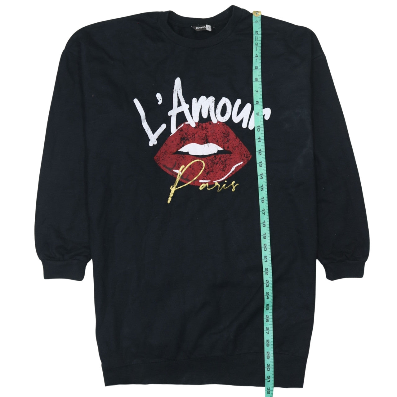 Pep & Co Women Black L'Amour Paris Pullover Sweatshirt L