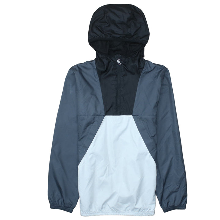The North Face Boys Black Blue White Hooded Anorak Jacket Size L Polyester