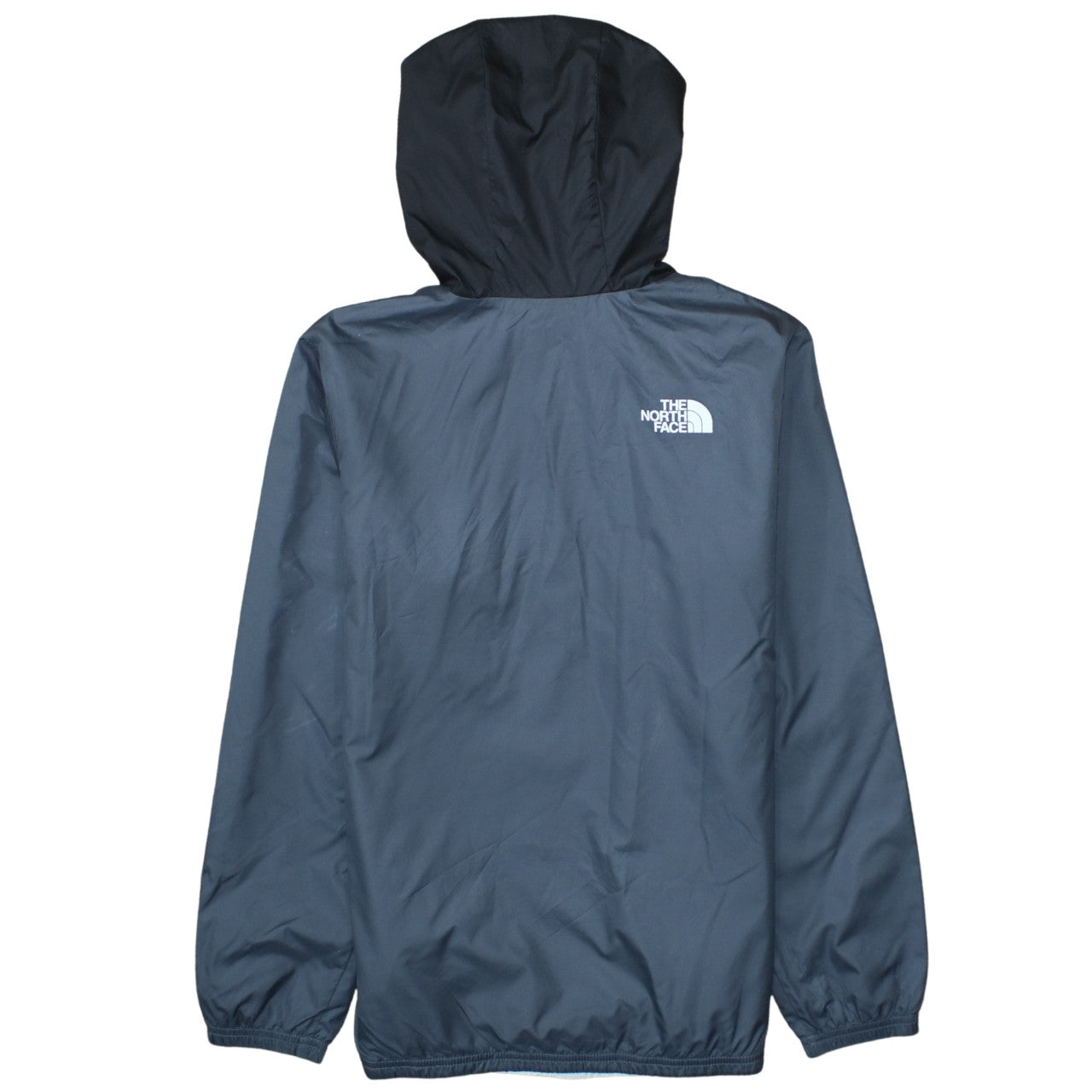 The North Face Boys Black Blue White Hooded Anorak Jacket Size L Polyester