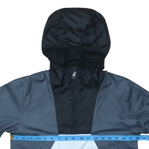 The North Face Boys Black Blue White Hooded Anorak Jacket Size L Polyester