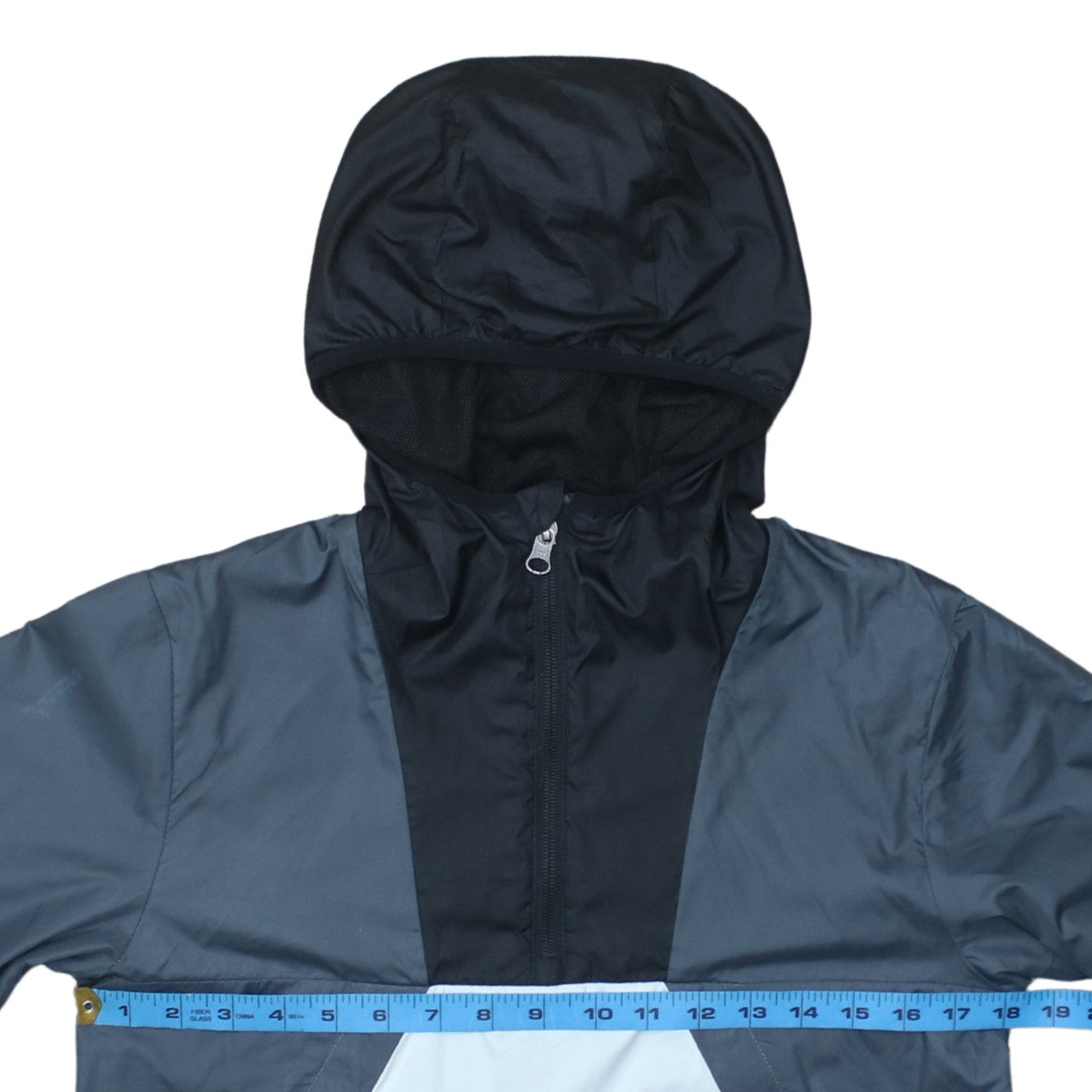The North Face Boys Black Blue White Hooded Anorak Jacket Size L Polyester