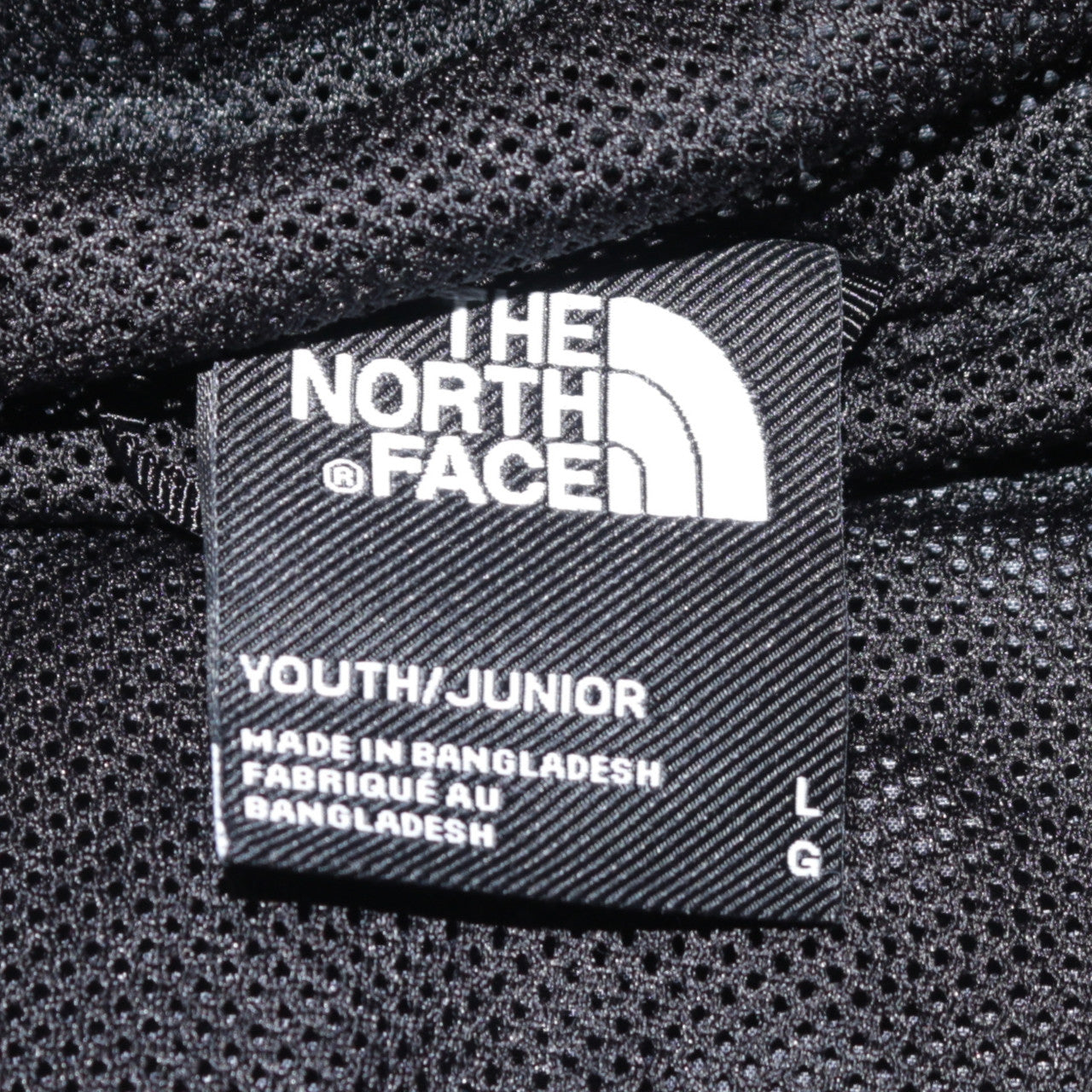 The North Face Boys Black Blue White Hooded Anorak Jacket Size L Polyester