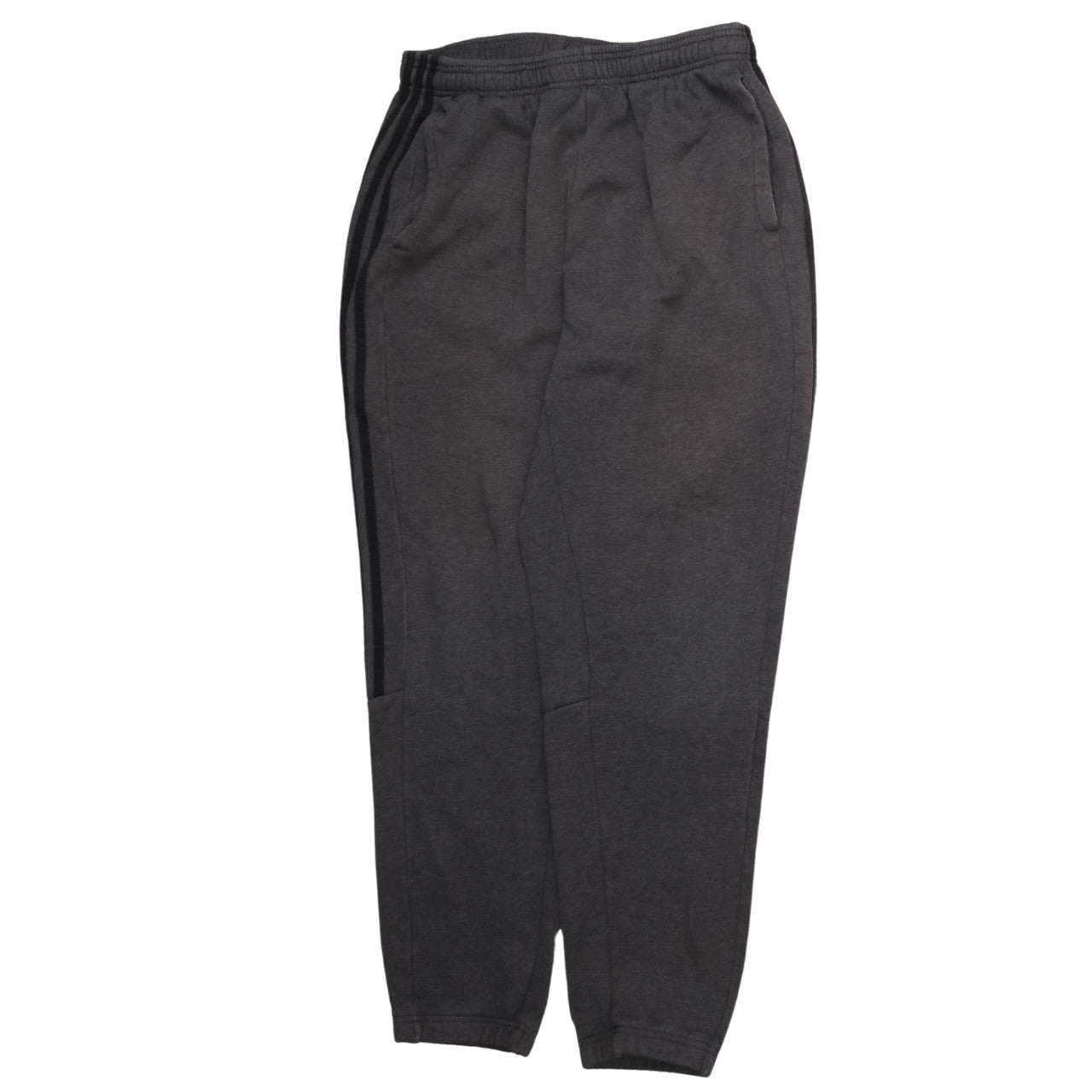 Adidas Men's Black L Fleece Jogger Sweatpants with Side Stripes