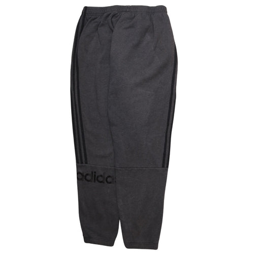 Adidas Men's Black L Fleece Jogger Sweatpants with Side Stripes
