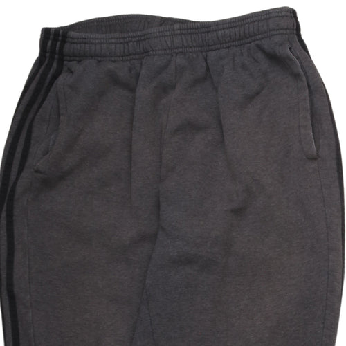 Adidas Men's Black L Fleece Jogger Sweatpants with Side Stripes