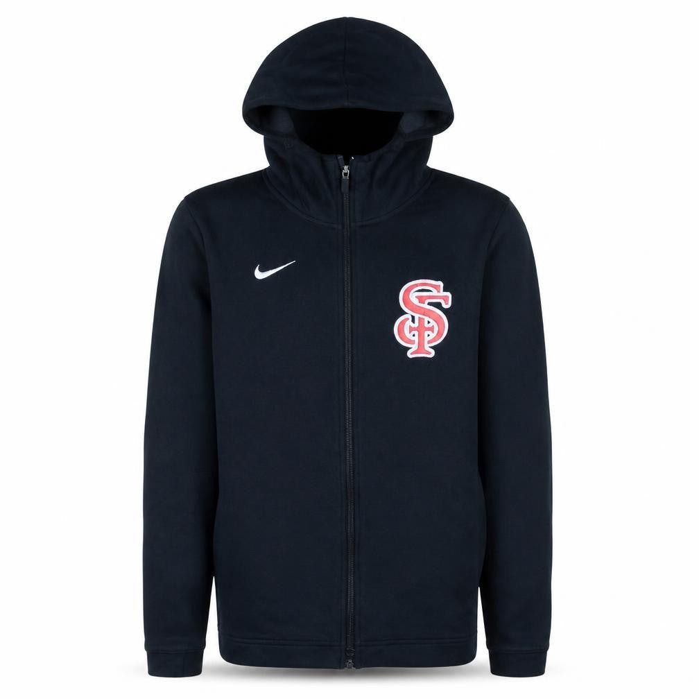 Front view of Nike Dri-FIT Men Black S Zip Hoodie Jacket