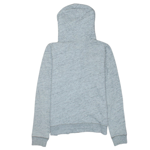 Hollister Women Grey Full Zip Hoodie L Cotton Blend Logo