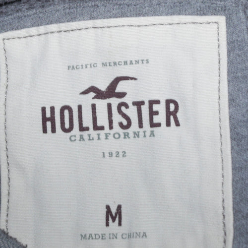 Hollister Men's Grey Full Zip Hoodie M Classic Logo Surf Style