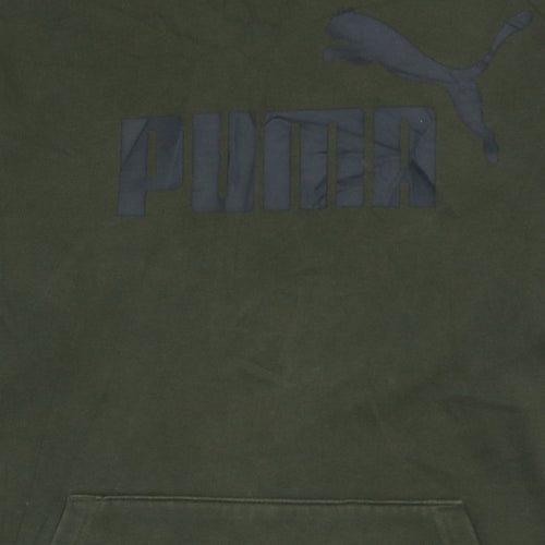 Puma Men's Green Pullover Hoodie L Logo Graphic Sportswear