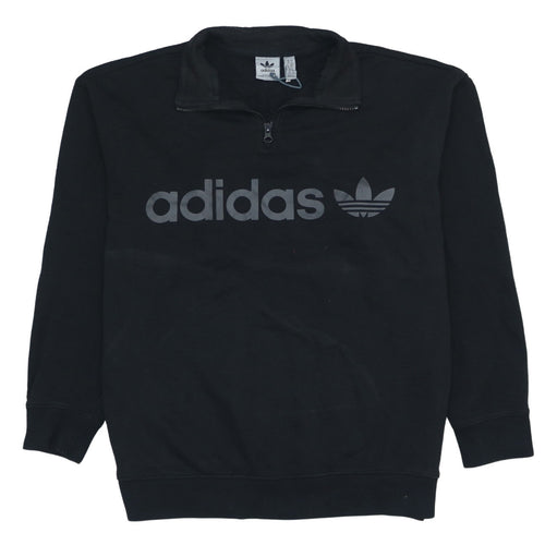 Adidas Men's Black 1/4 Zip Logo Sweatshirt Size S