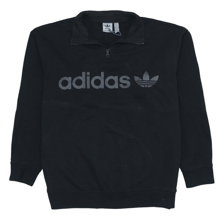 Adidas Men's Black 1/4 Zip Logo Sweatshirt Size S