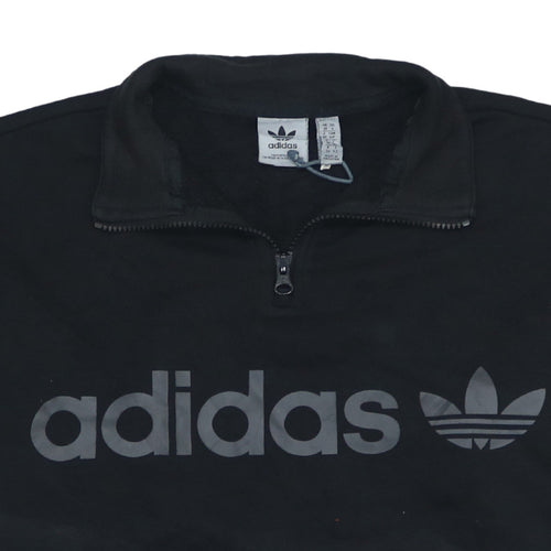 Adidas Men's Black 1/4 Zip Logo Sweatshirt Size S