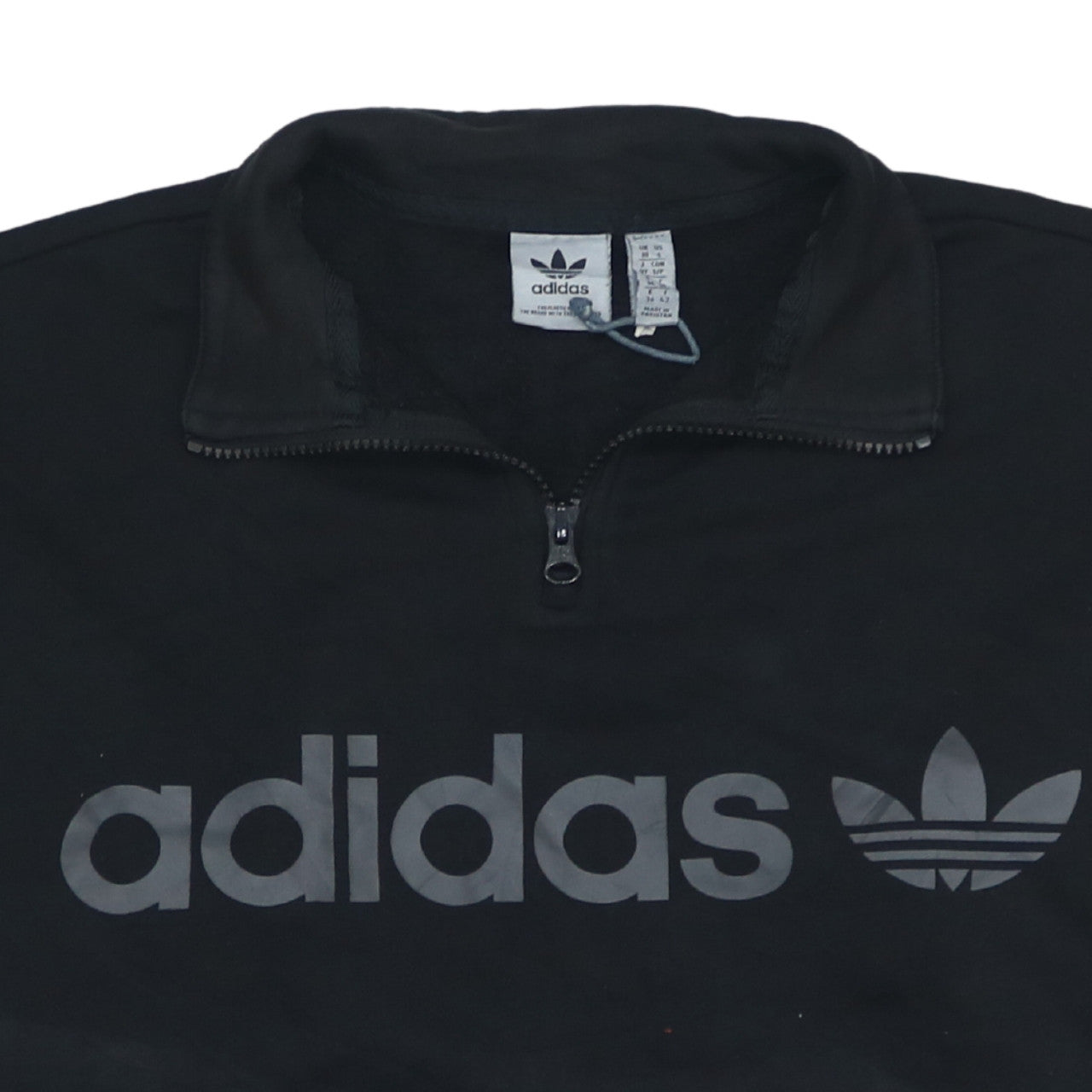 Adidas Men's Black 1/4 Zip Logo Sweatshirt Size S