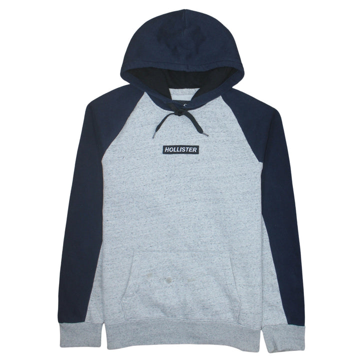 Hollister Men’s Grey Navy Pullover Hoodie 2XL Regular Fit Fleece