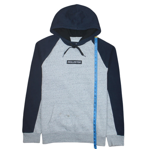 Hollister Men’s Grey Navy Pullover Hoodie 2XL Regular Fit Fleece