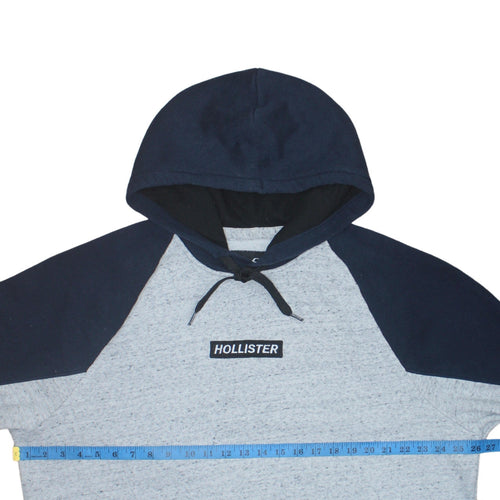 Hollister Men’s Grey Navy Pullover Hoodie 2XL Regular Fit Fleece