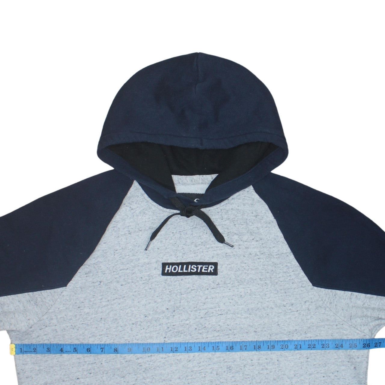 Hollister Men’s Grey Navy Pullover Hoodie 2XL Regular Fit Fleece