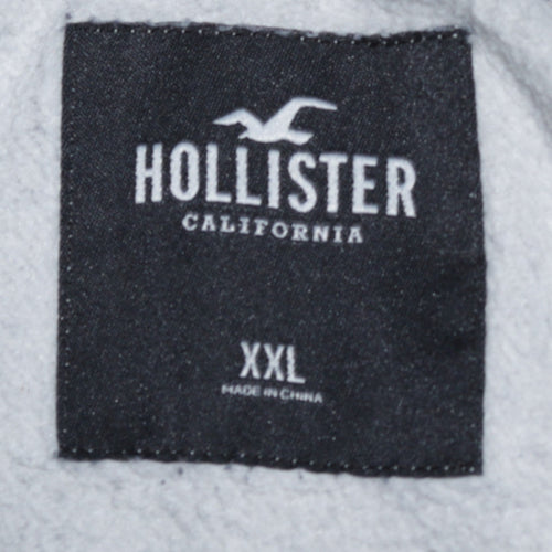 Hollister Men’s Grey Navy Pullover Hoodie 2XL Regular Fit Fleece